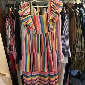 Colorful Striped Ruffle Dress